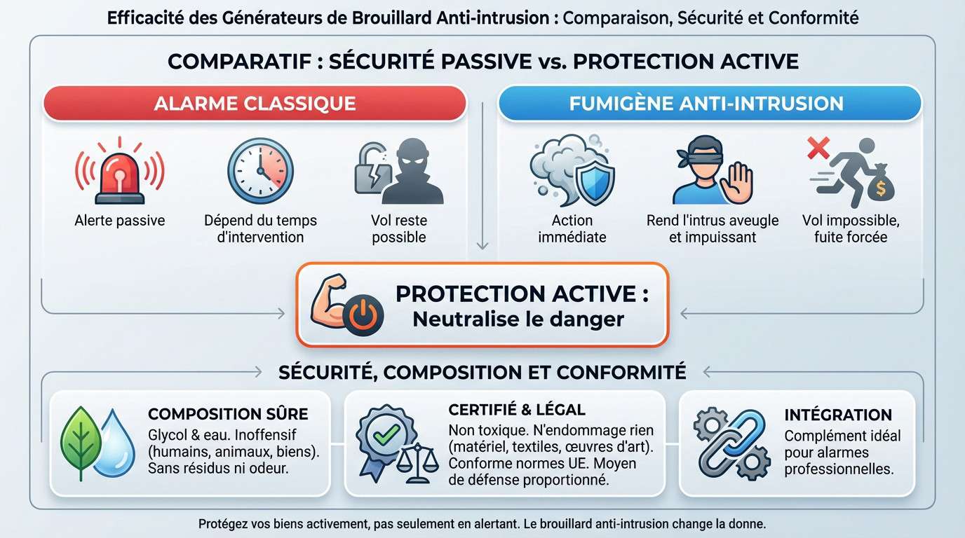 Efficacité et fonctionnement d'un générateur de brouillard anti-intrusion dans un commerce