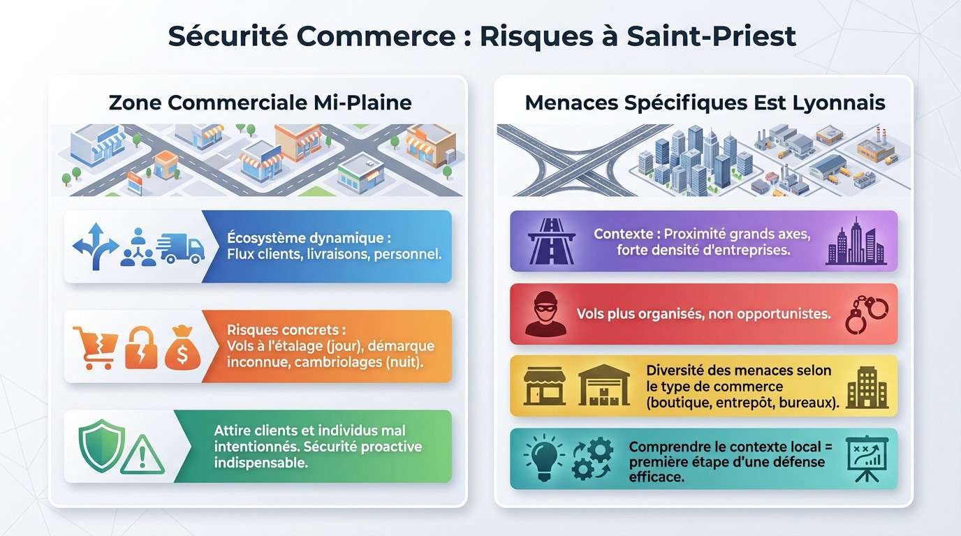 Surveillance et protection des commerces dans la zone Mi-Plaine à Saint-Priest
