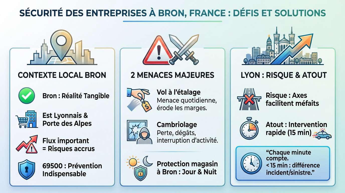 Sécurité des commerces à Bron : protection vitrine et surveillance active