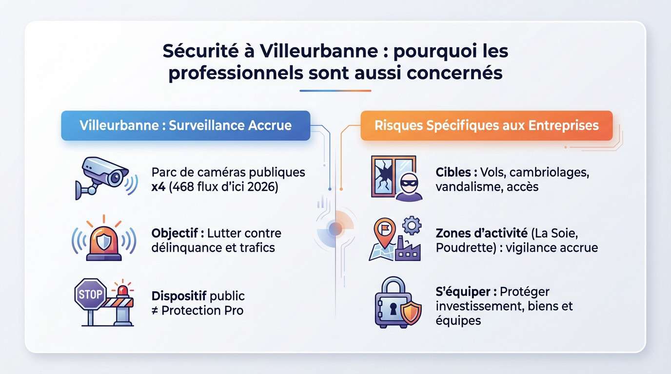 Caméra de surveillance protégeant un commerce à Villeurbanne face aux risques urbains