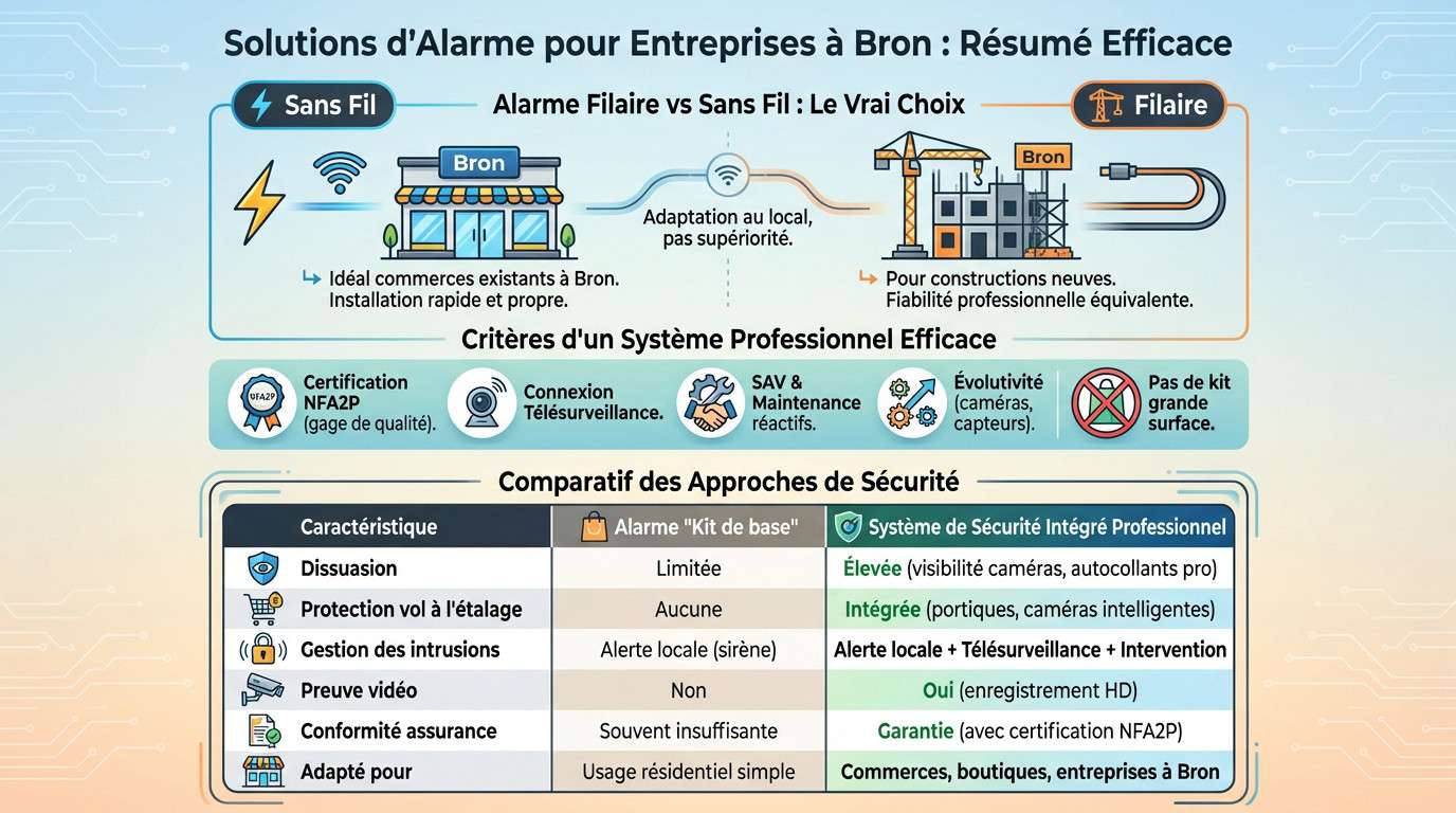 Comparatif système alarme professionnel filaire et sans fil pour commerce