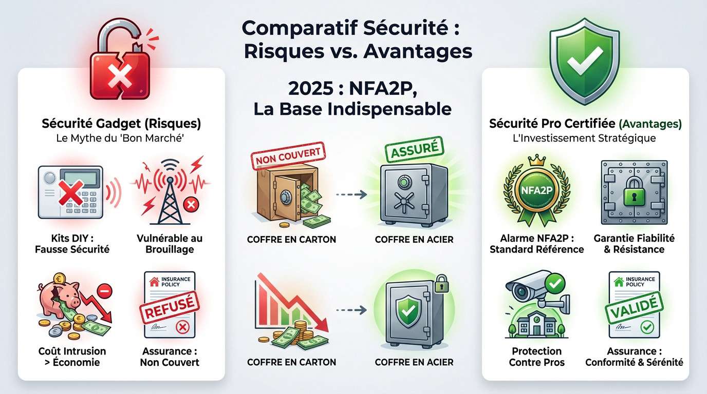 Comparatif risques sécurité grand public vs avantages certification NFA2P pour entreprise