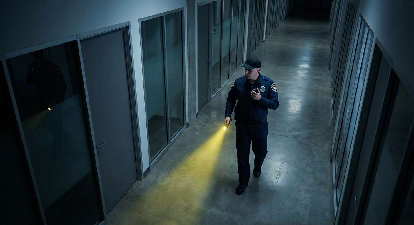 Agent de sécurité en ronde de nuit en Metropole de Lyon pose par Connexit