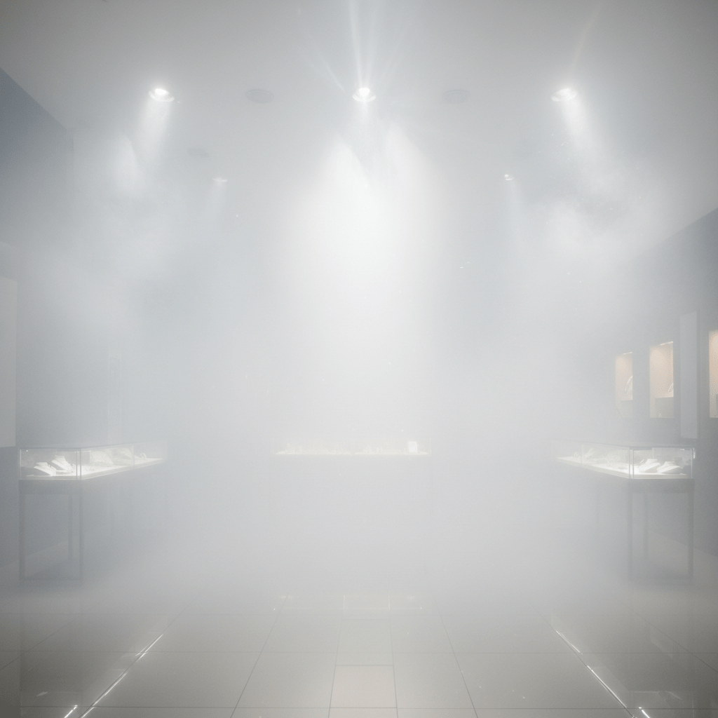 Brouillard de securite dense remplissant une piece lors de l activation