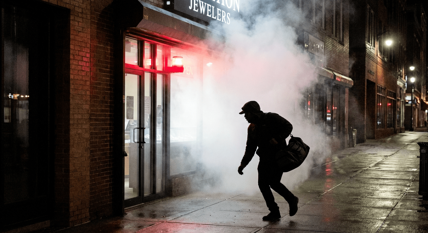 Cambrioleur repoussé par le brouillard de sécurité