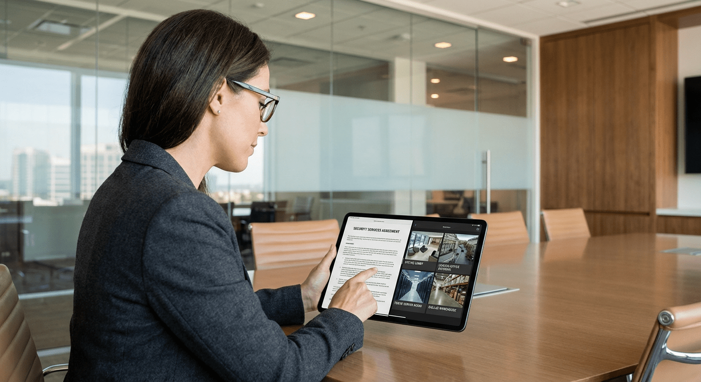 Dirigeant d'entreprise consultant l'application de télésurveillance sur son telephone