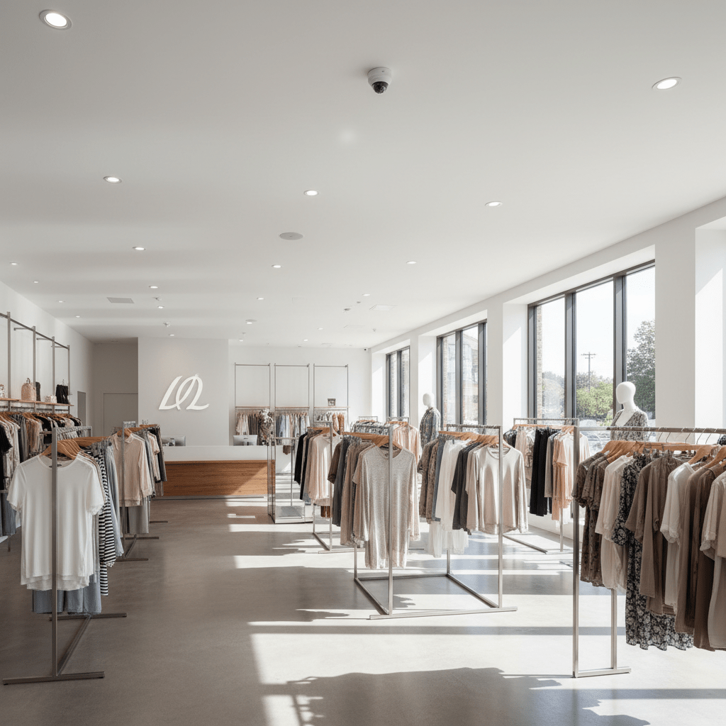 Camera de surveillance discrete au plafond d un magasin de vetements