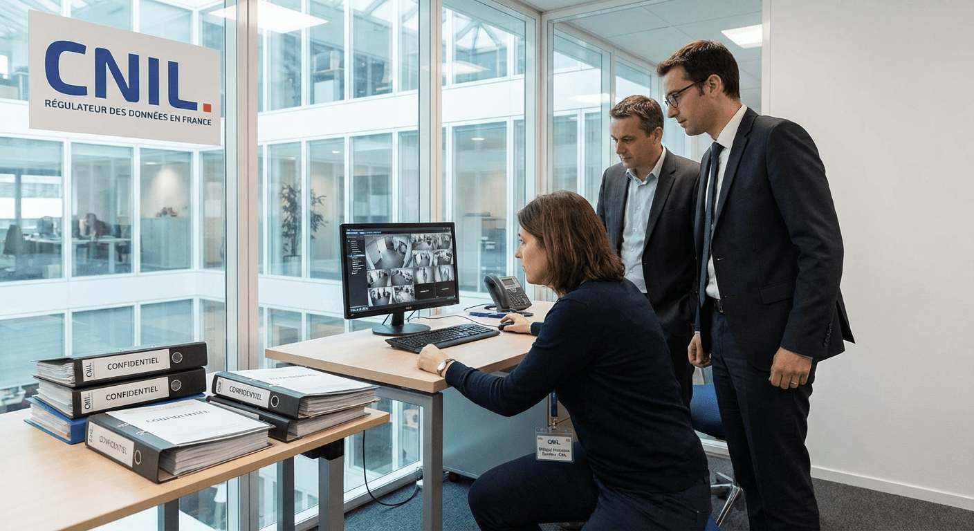 Illustration de la CNIL et des règles de positionnement des caméras en entreprise