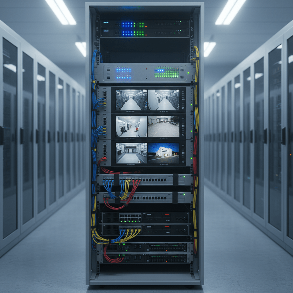 Enregistreur vidéo de sécurité monté en rack dans un data center
