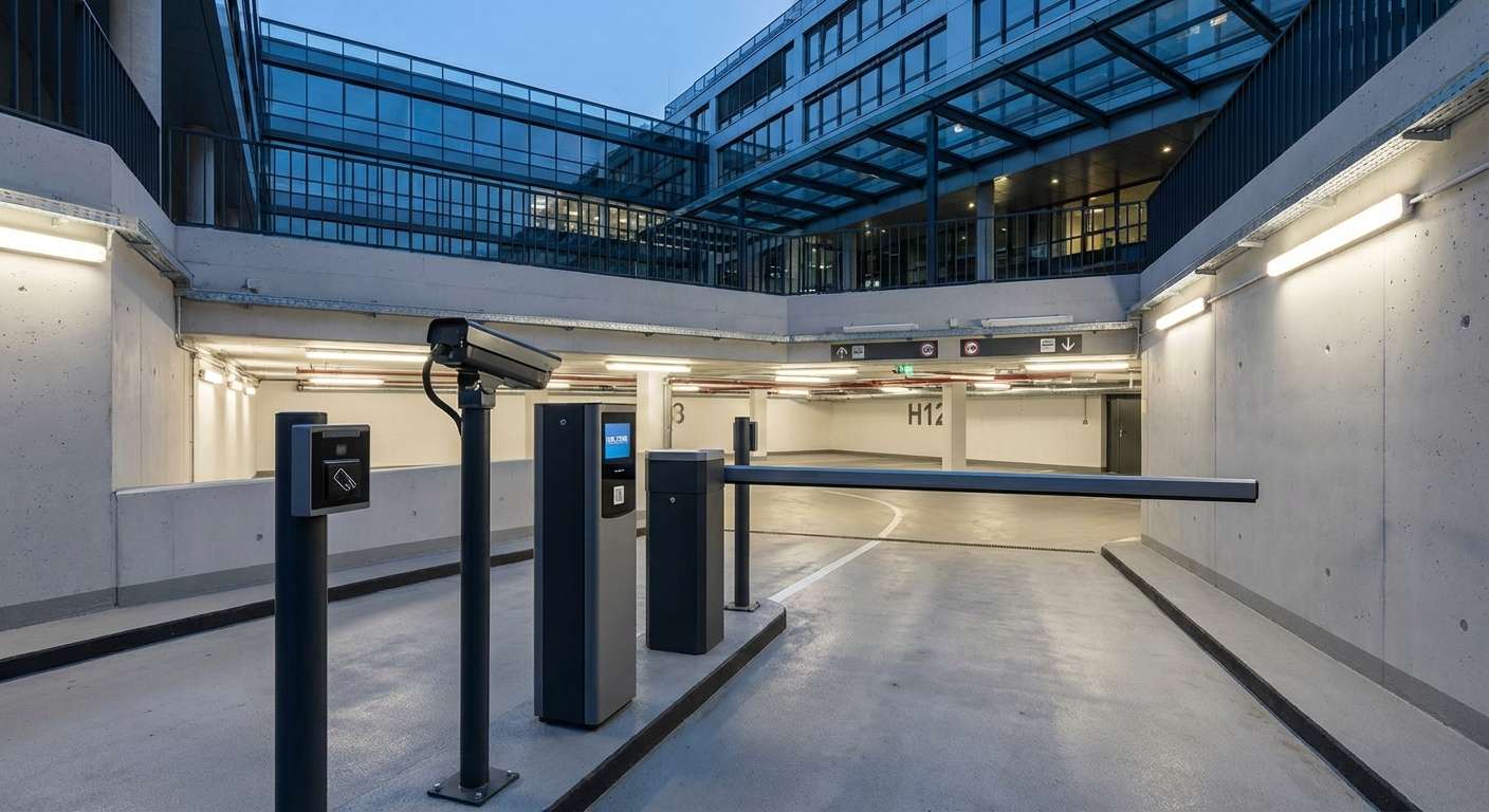 Entree de parking souterrain securisee a Villeurbanne pour entreprise