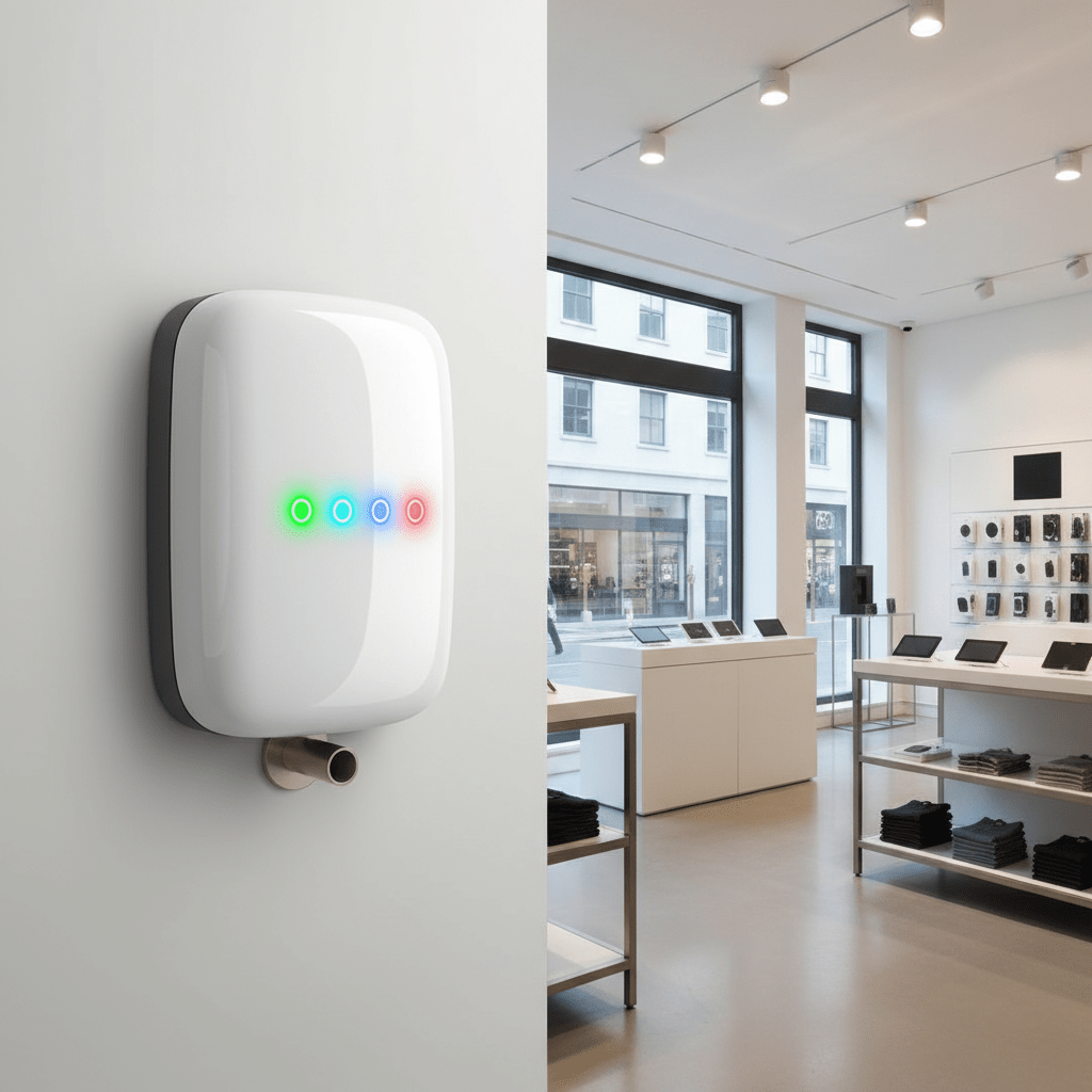 Generateur de brouillard anti-cambriolage installe dans un commerce