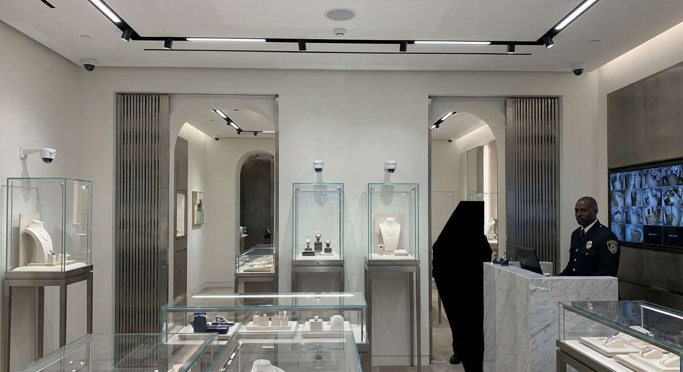 Bijouterie avec systèmes de sécurité et vitrines protégées