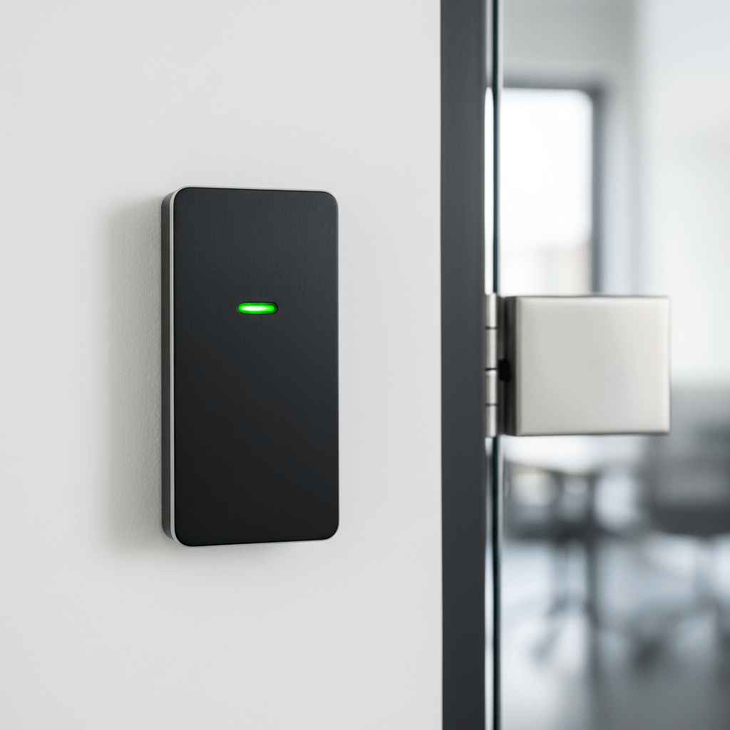 Lecteur de badge RFID mural en gros plan