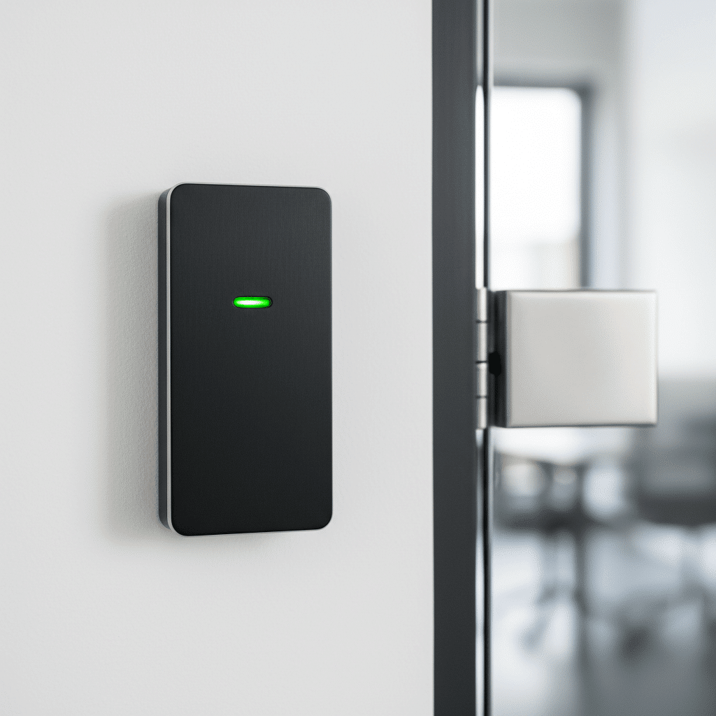 Lecteur de badge RFID mural en gros plan