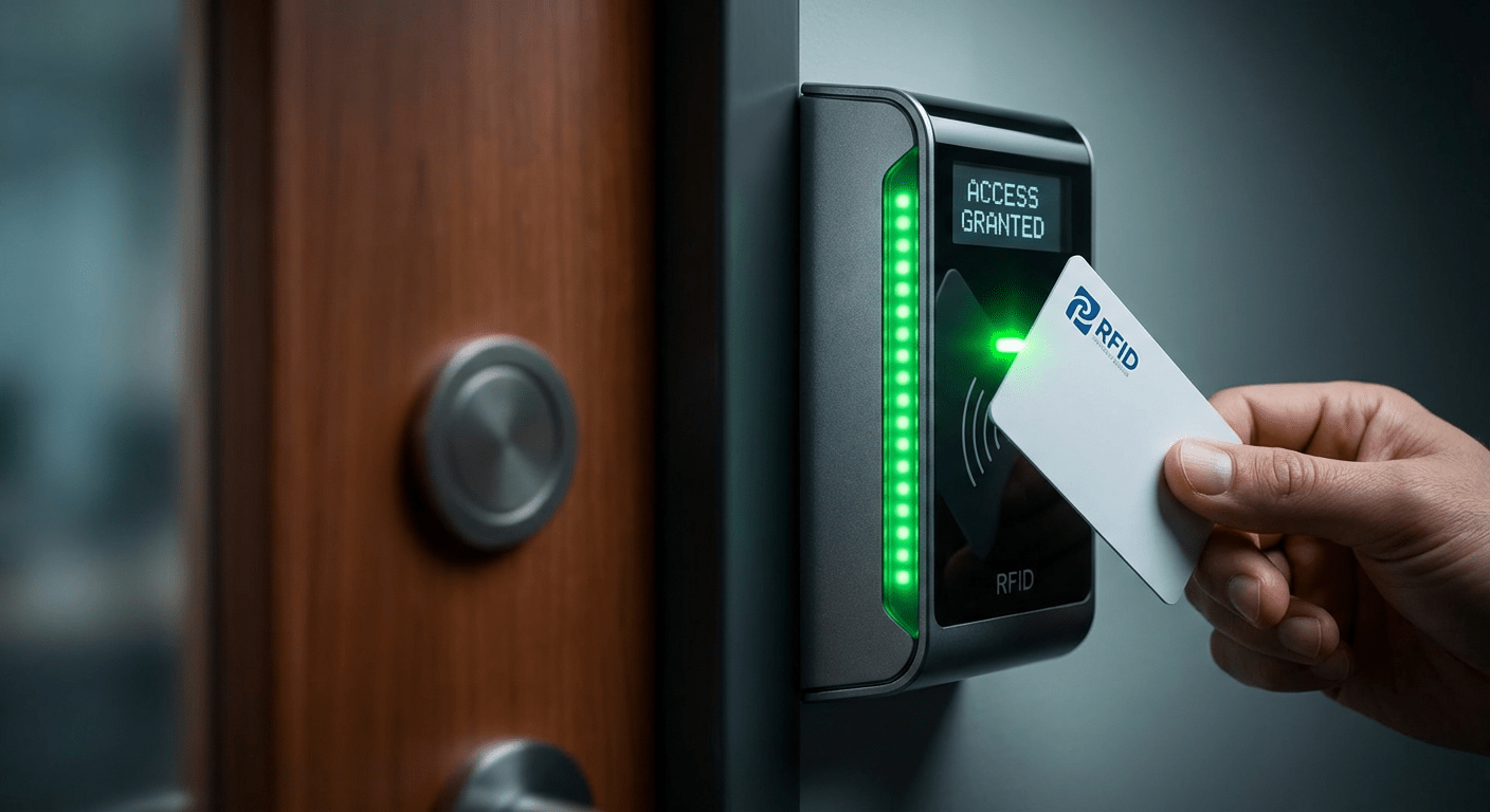 Installation d'un lecteur de badge RFID sur une porte securisee d'entreprise