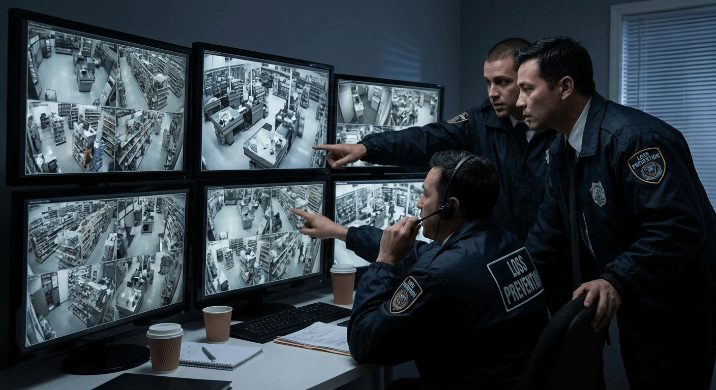 Équipe de prévention des pertes analysant des données de sécurité en magasin