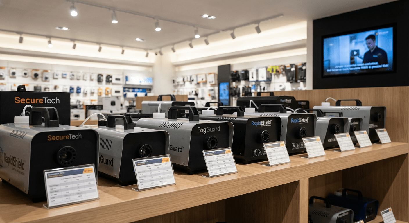 Multiple brouillard generateur generateur devices dans le Rhone pour la securite des locaux professionnels