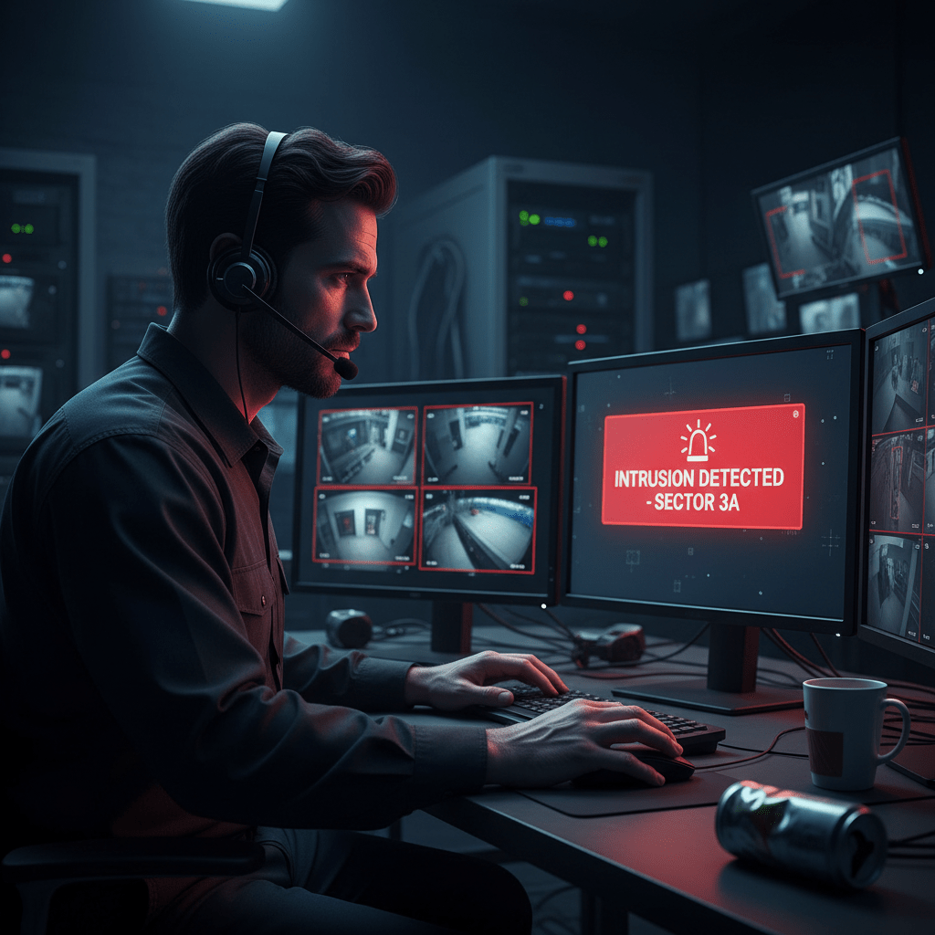 Operateur de telesurveillance repondant a une alerte