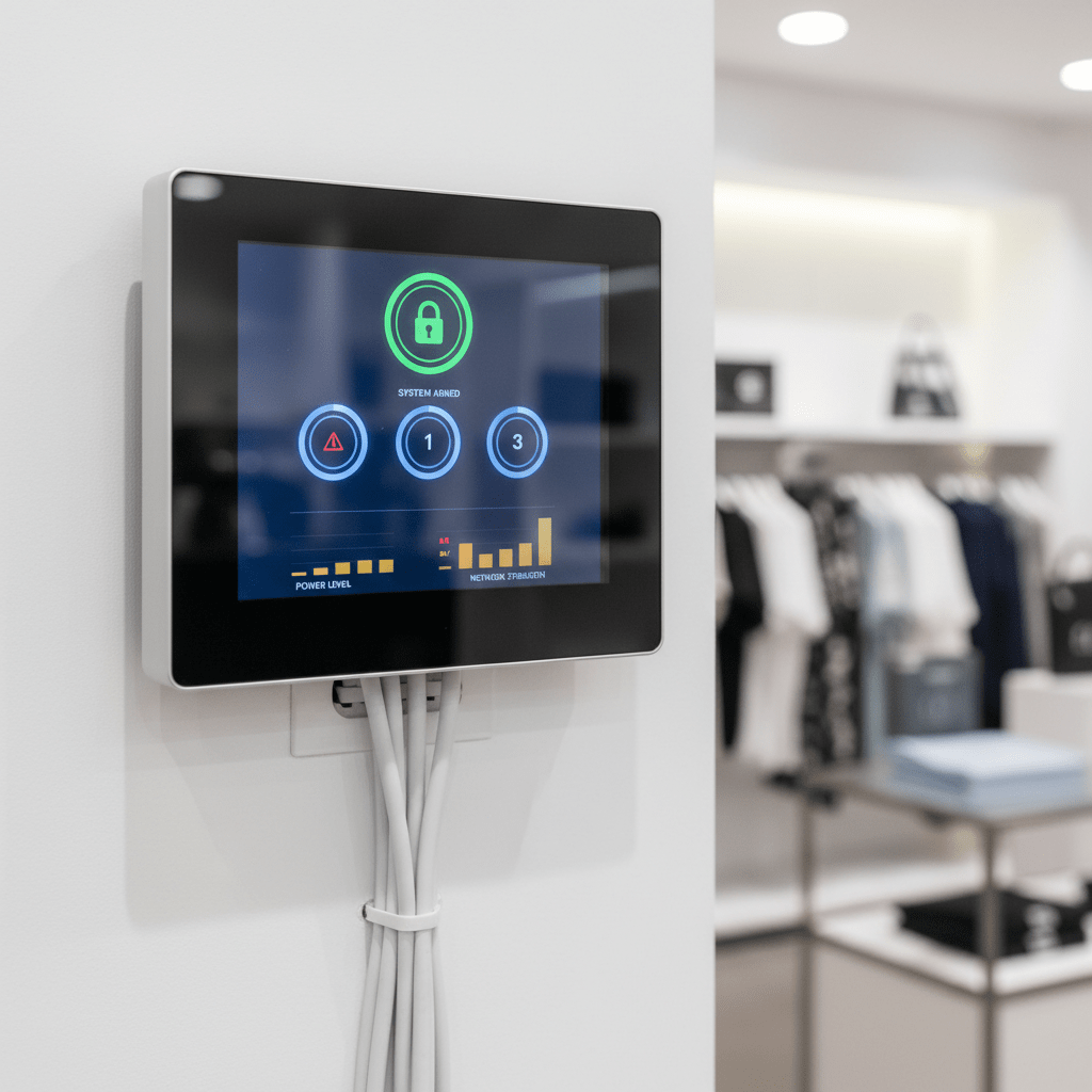 Panneau de controle d alarme de securite dans une boutique