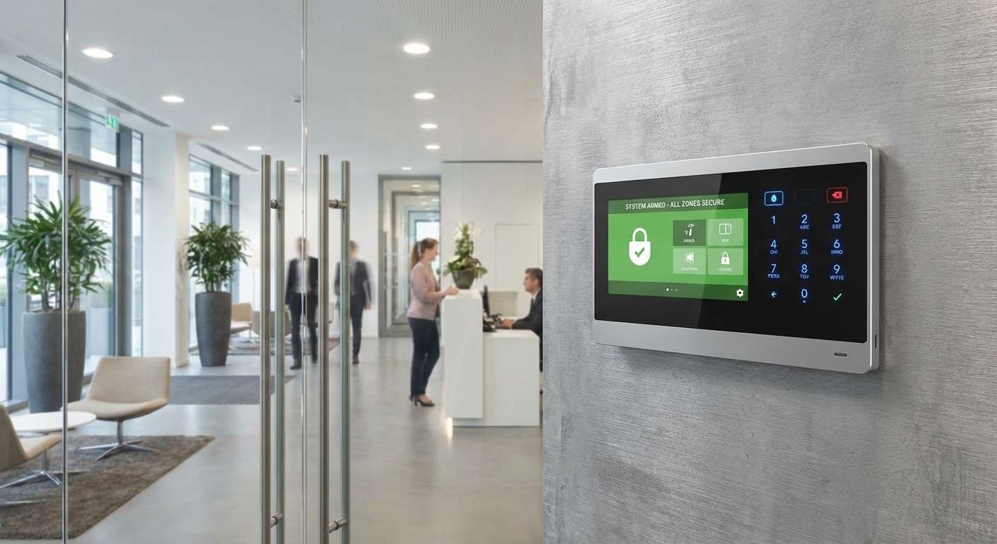 Centrale d'alarme professionnelle installee dans une entreprise lyonnaise