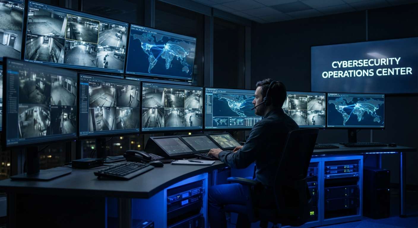 Agent de sécurité effectuant une ronde de surveillance sur un site