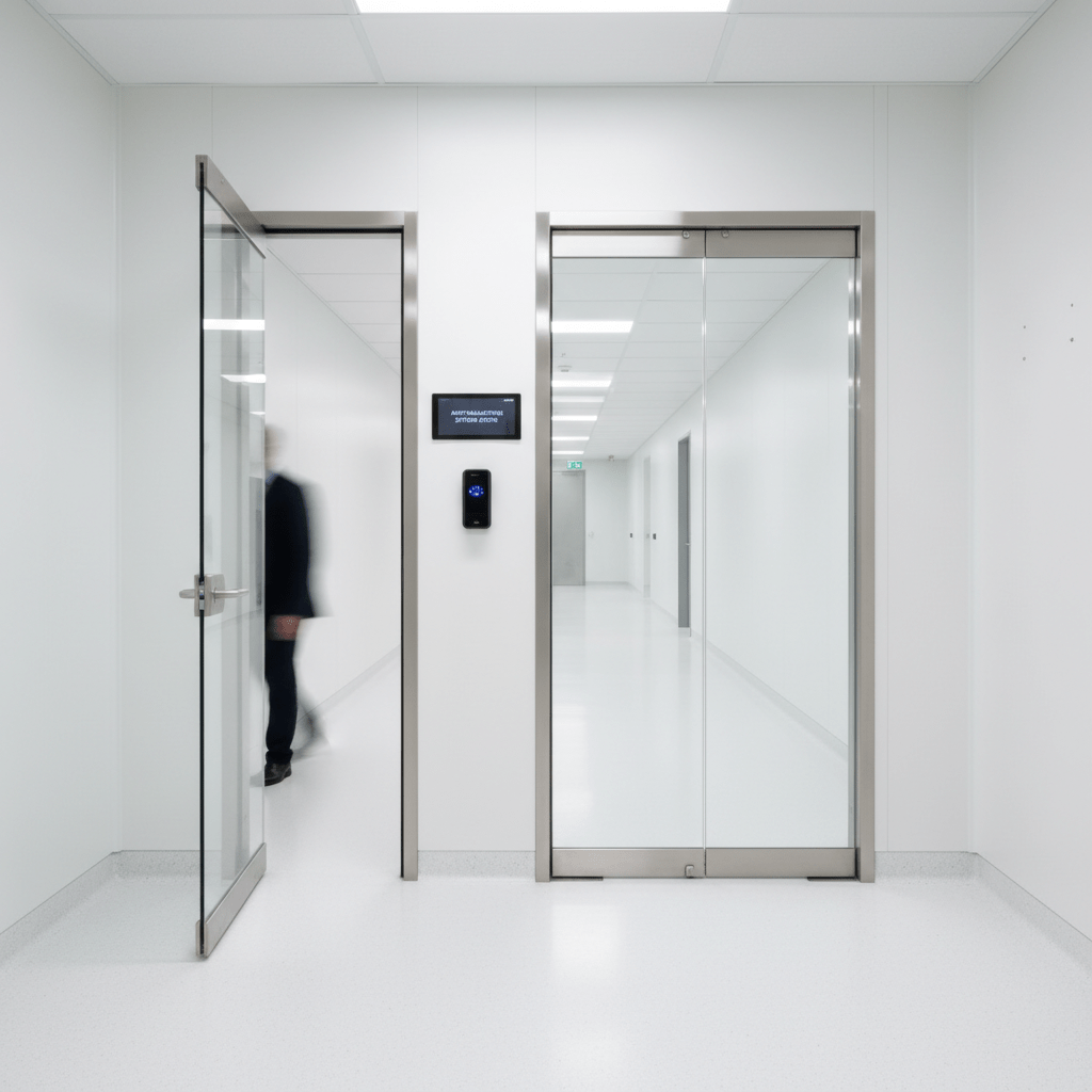 Sas de sécurité anti-tailgating à l'entrée d'une salle serveurs