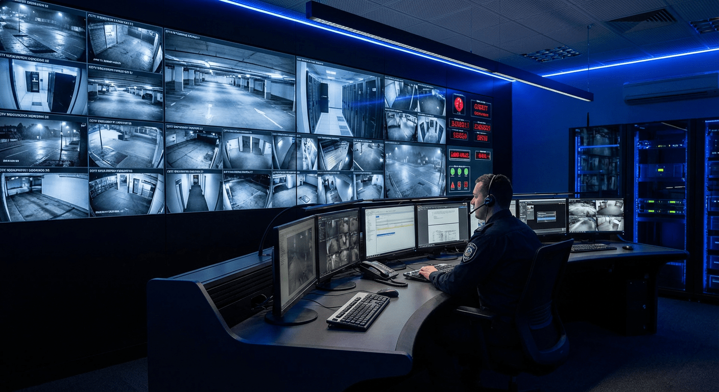 Technicien configurant la connexion entre une alarme et un centre de télésurveillance