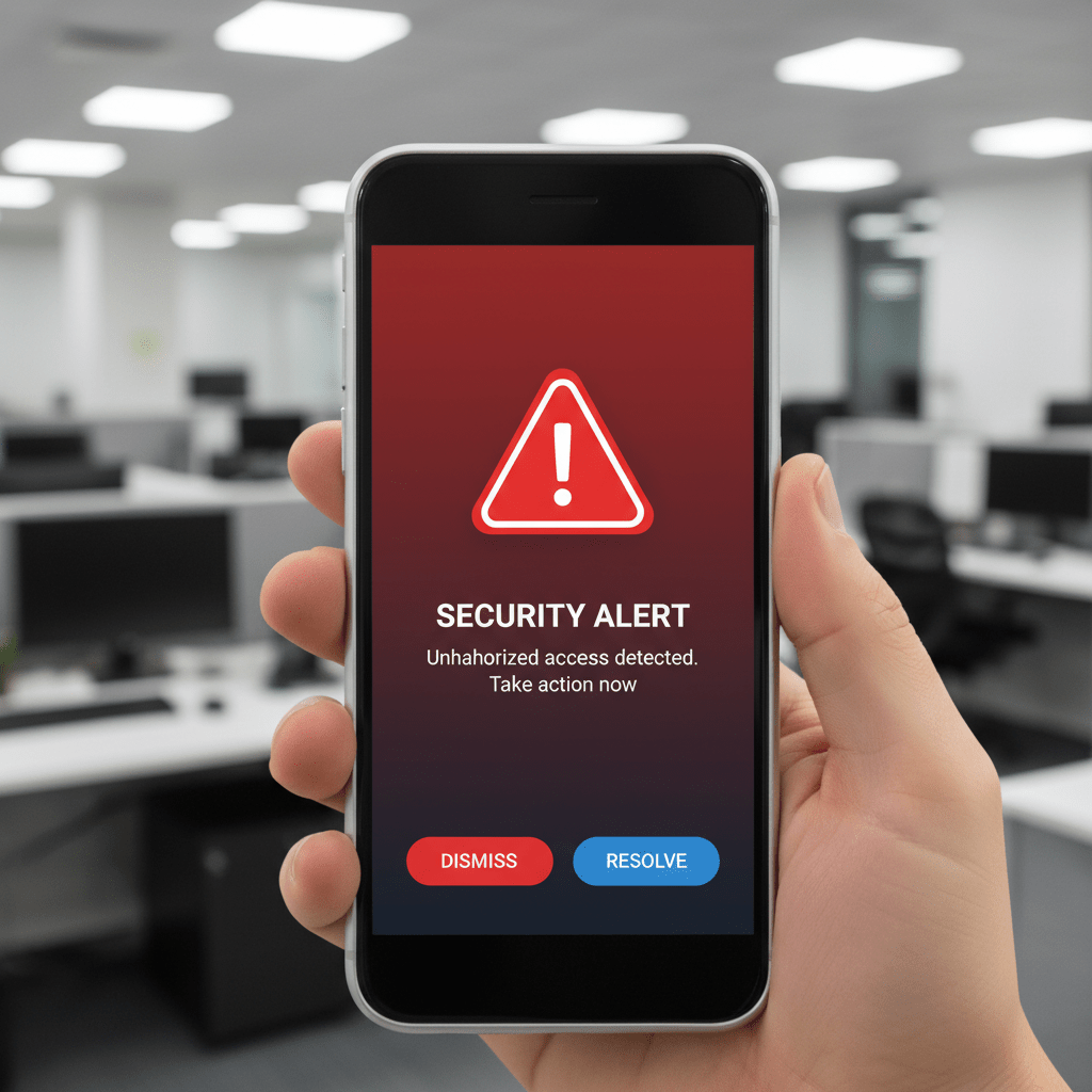 Smartphone recevant une notification d alerte alarme GSM