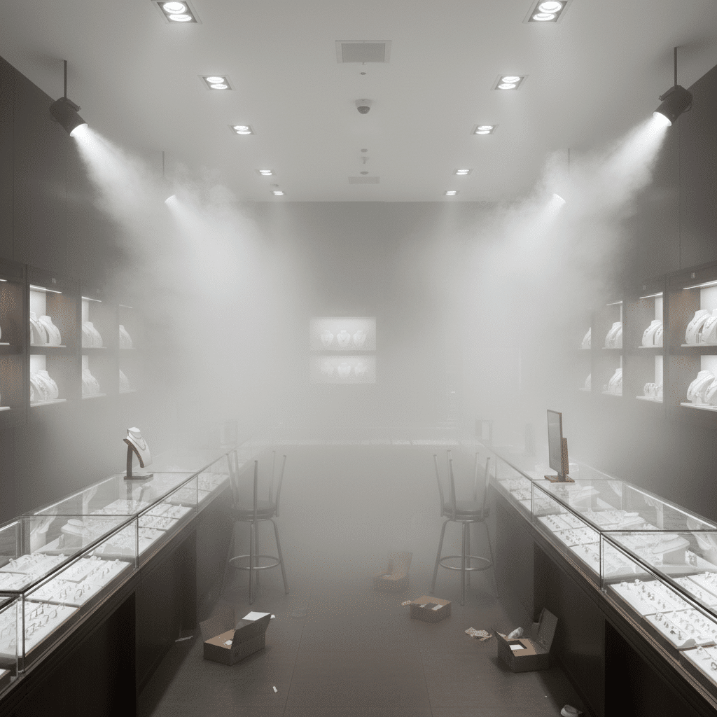 Systeme de brouillard de securite active dans une bijouterie