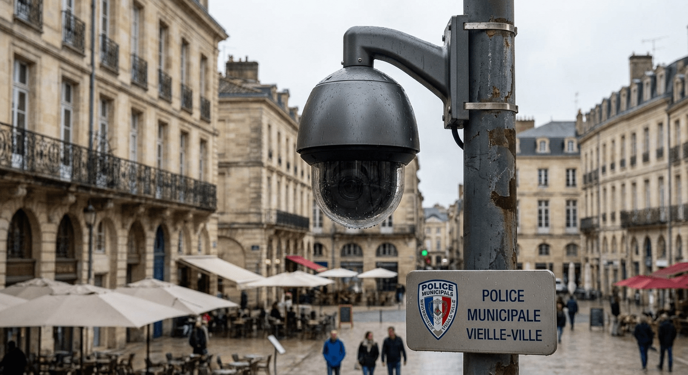Caméra dôme de vidéoprotection dans une rue piétonne