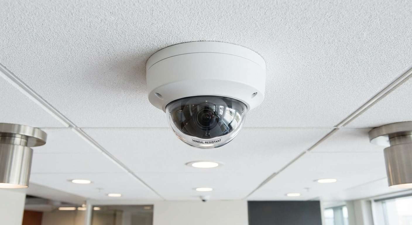 White dome security camera mount 1